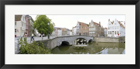 Framed Bridge across a channel, Bruges, West Flanders, Belgium Print