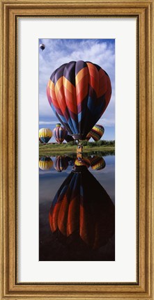 Framed Balloons Reflected in Lake, Hot Air Balloon Rodeo, Steamboat Springs, Routt County, Colorado, USA Print