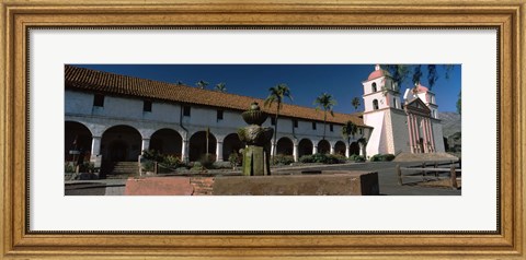 Framed Fountain at a church, Mission Santa Barbara, Santa Barbara, California, USA Print