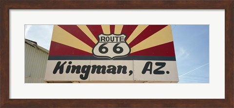 Framed Low angle view of a road sign, Route 66, Kingman, Mohave County, Arizona, USA Print