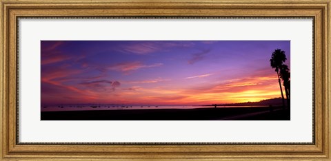 Framed Sunset over the ocean, Santa Barbara, California, USA Print
