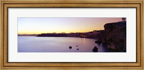 Framed Coastal city at dusk, Ras Um Sid, Sharm al-Sheikh, Sinai Peninsula, Egypt Print