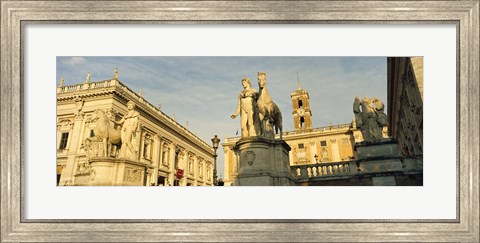 Framed Low angle view of a statues in front of a building, Piazza Del Campidoglio, Palazzo Senatorio, Rome, Italy Print