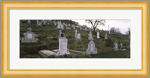 Framed Tombstone in a cemetery, Saxon Church, Biertan, Transylvania, Mures County, Romania Print
