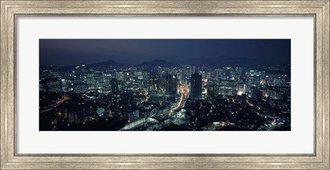 Framed Aerial view of a city, Seoul, South Korea 2011 Print
