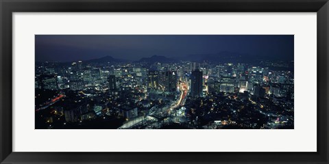 Framed Aerial view of a city, Seoul, South Korea 2011 Print