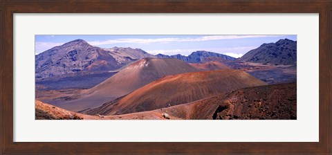 Framed Volcanic landscape with mountains in the background, Maui, Hawaii Print