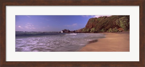 Framed Cliff on the beach, Hamoa Beach, Hana, Maui, Hawaii, USA Print