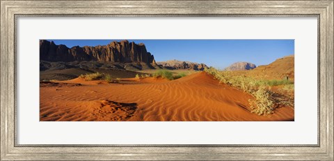 Framed Jebel Qatar from the valley floor, Wadi Rum, Jordan Print