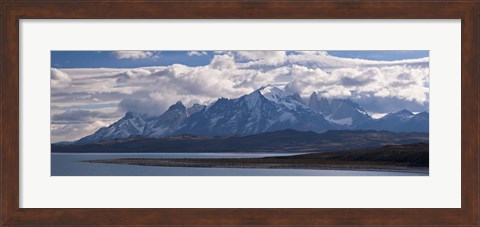 Framed Snow covered mountain range, Torres Del Paine, Torres Del Paine National Park, Chile Print