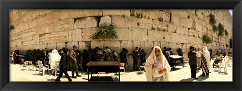 Framed People praying in front of the Wailing Wall, Jerusalem, Israel Print