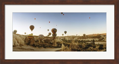 Framed Hot air balloons taking off, Cappadocia, Central Anatolia Region, Turkey Print