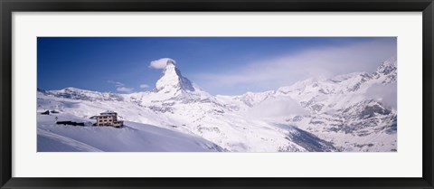 Framed Hotel on a polar landscape, Matterhorn, Zermatt, Switzerland Print