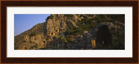 Framed Tombs on a cliff, Lycian Rock Tomb, Antalya, Turkey Print