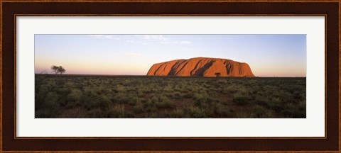 Framed Landscape with sandstone formation at dusk, Uluru, Uluru-Kata Tjuta National Park, Northern Territory, Australia Print