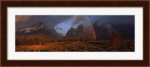 Framed Sunrise &amp; rainbow Grand Teton National Park WY USA Print