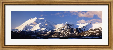 Framed Mountain covered with snow, Alaska Range, Denali National Park, Alaska, USA Print