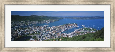 Framed High angle view of a city, Bergen, Hordaland, Norway Print