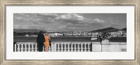 Framed Couple at Leman Geneva Switzerland Print