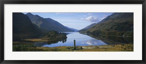 Framed High angle view of a monument near a lake, Glenfinnan Monument, Loch Shiel, Highlands Region, Scotland Print