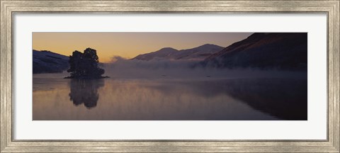 Framed Silhouette of a tree in a lake, Loch Tay, Tayside region, Scotland Print