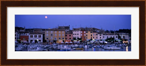Framed Buildings, Evening, Moonrise, Rovinj, Croatia Print