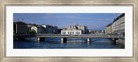 Framed Bridge over a river, Geneva, Switzerland Print