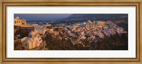 Framed High angle view of buildings in a town, Fira, Santorini, Cyclades Islands, Greece Print