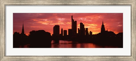 Framed Cityscape, Rhine River, Frankfurt, Germany Print