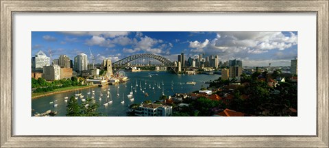 Framed Harbor And City And Bridge, Sydney, Australia Print