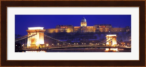 Framed Chain Bridge, Royal Palace, Budapest, Hungary Print