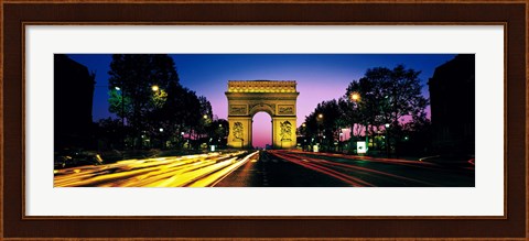Framed France, Paris, Arc de Triomphe (night) Print