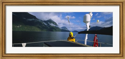 Framed Sailor on a yacht, New Zealand Print