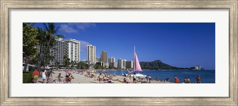 Framed Waikiki Beach Oahu Island HI USA Print