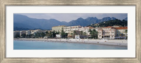 Framed Hotels On The Beach, Menton, France Print