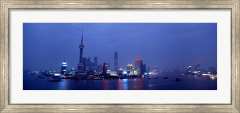Framed Shanghai at dusk, China Print