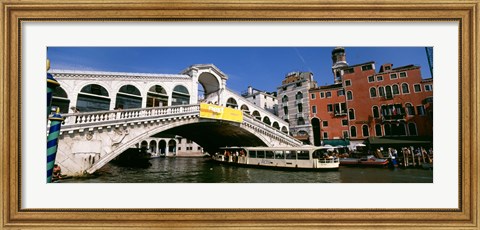 Framed Low angle view of a bridge across a canal, Rialto Bridge, Venice, Italy Print