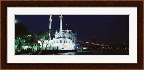 Framed Ortakoy Mosque at night, Bosphorus Bridge, Istanbul, Turkey Print