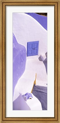 Framed Blue door, Santorini, Greece Print