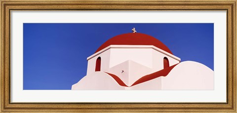 Framed Church with red dome, Mykonos, Cyclades Islands, Greece Print