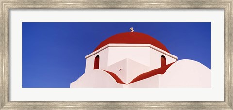 Framed Church with red dome, Mykonos, Cyclades Islands, Greece Print