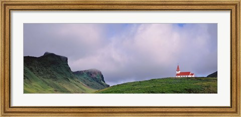 Framed Church In The Landscape, Vik I Myrdal, Iceland Print