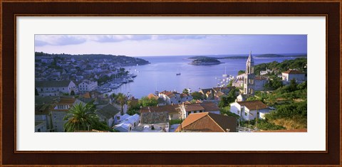 Framed Town On The Waterfront, Hvar Island, Hvar, Croatia Print