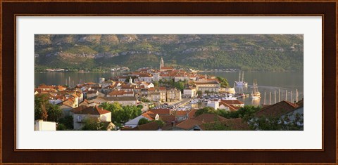Framed Croatia, Korcula, Korcula Island, City on the waterfront Print