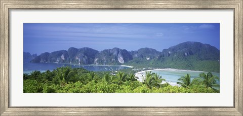 Framed Thailand, Phi Phi Islands, Mountain range and trees in the island Print