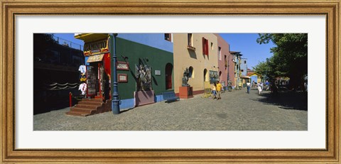Framed Multi-Colored Buildings In A City, La Boca, Buenos Aires, Argentina Print
