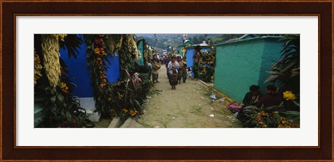 Framed Houses Decorated With Flowers, Zunil Cemetery, Guatemala Print