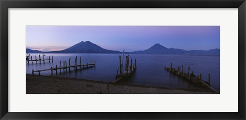 Framed Piers Over A Lake, Guatemala Print