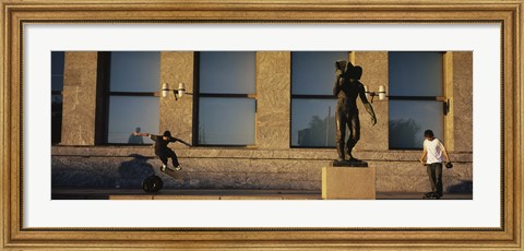 Framed Skateboarders In Front Of A Building, Oslo, Norway Print