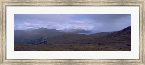 Framed Cloudy Sky Over Hills, Blackwater Reservoir, Scotland, United Kingdom Print